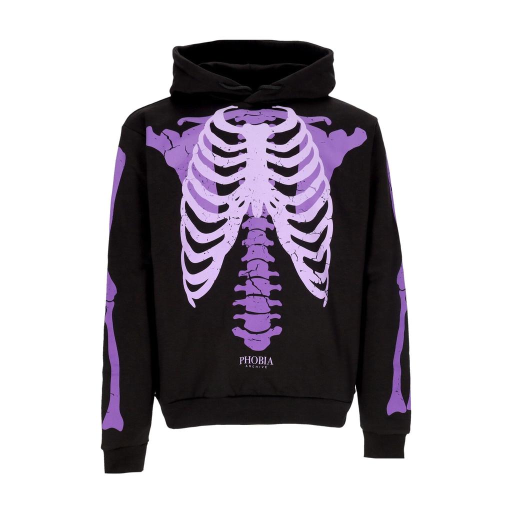 PHOBIA Men's Lightweight Hoodie Skeleton Print Hoodie Black/purple