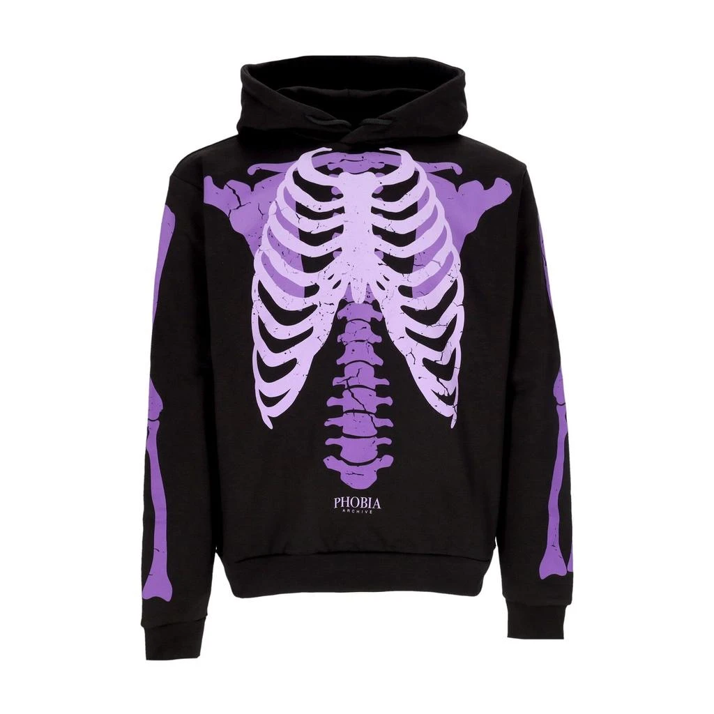PHOBIA Men's Lightweight Hoodie Skeleton Print Hoodie Black/purple 1