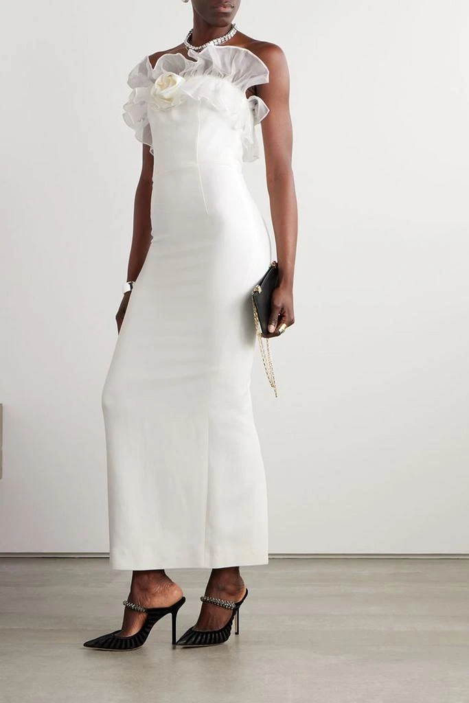 Alessandra Rich Strapless appliquéd ruffled silk organza-trimmed cady gown 2