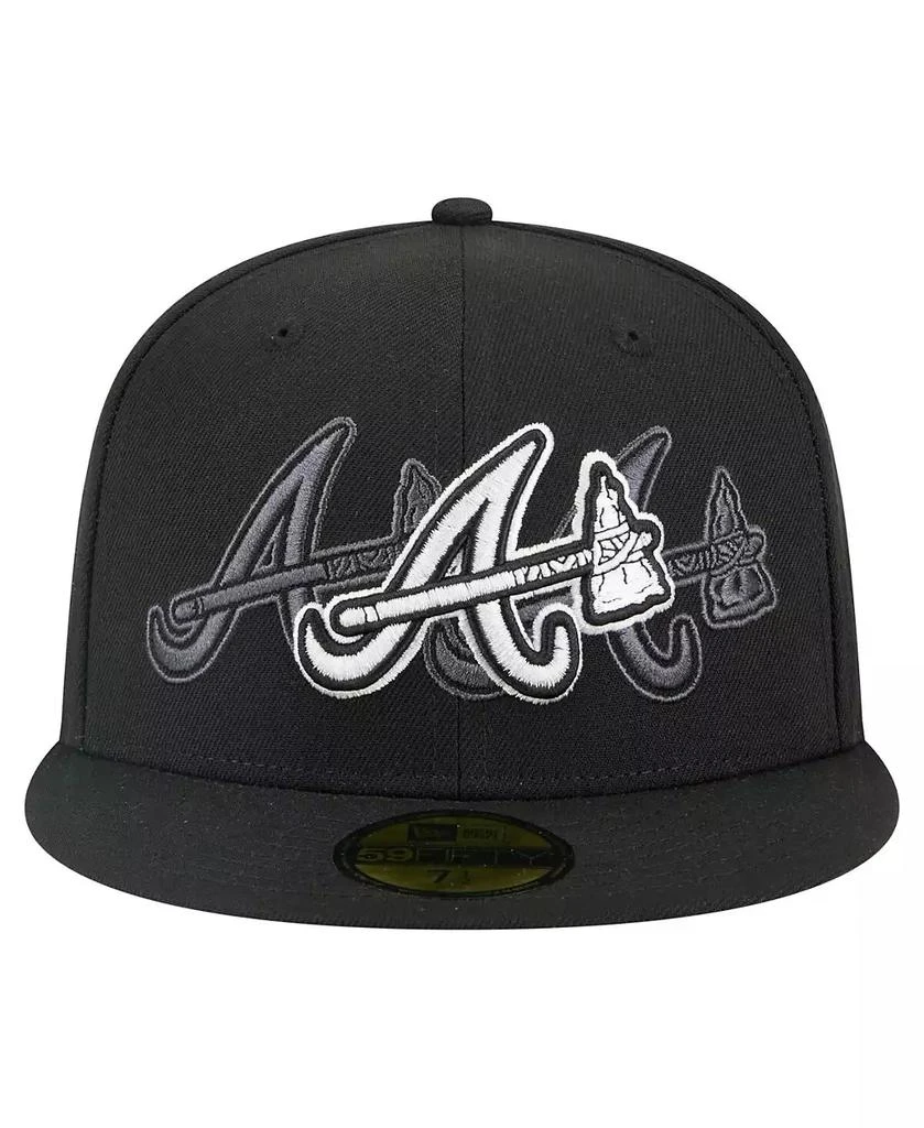 New Era Men
s Black Atlanta Braves Tri-Hit 59FIFTY Fitted Hat 2