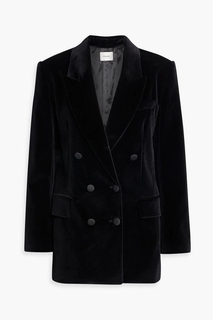 FRAME Double-breasted cotton-blend velour blazer 1