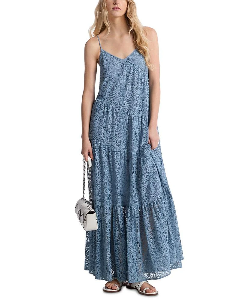 MICHAEL Michael Kors Womens Metallic Tiered Midi Dress