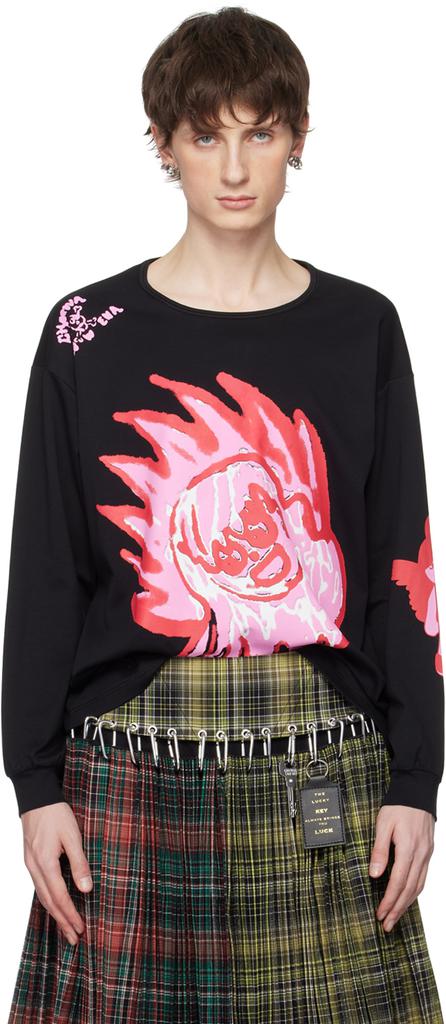 CHOPOVA LOWENA Black Flame Long Sleeve T-Shirt