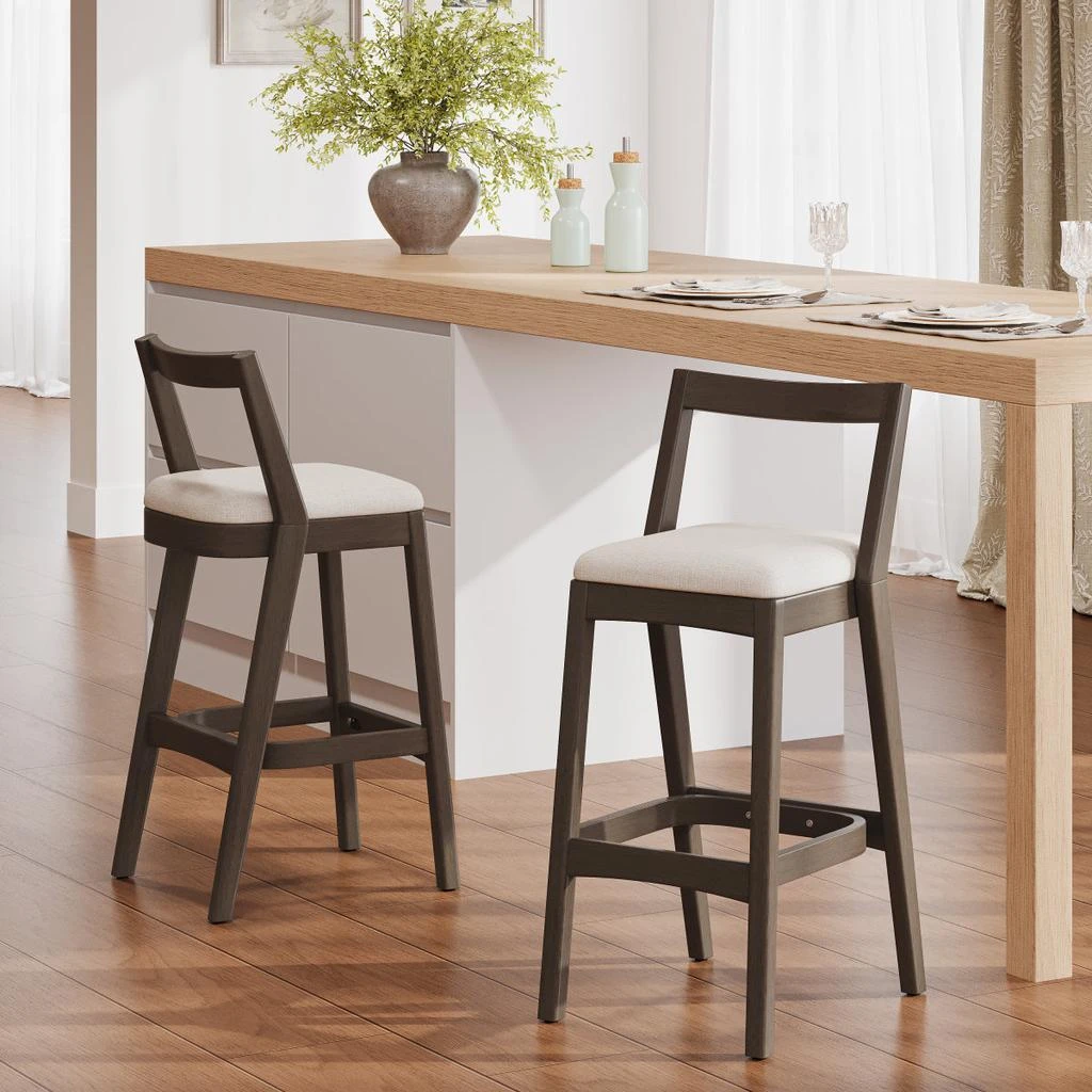 Streamdale Furniture Streamdale Rubberwood Bar Stool with Comfortable Fabric Cushion