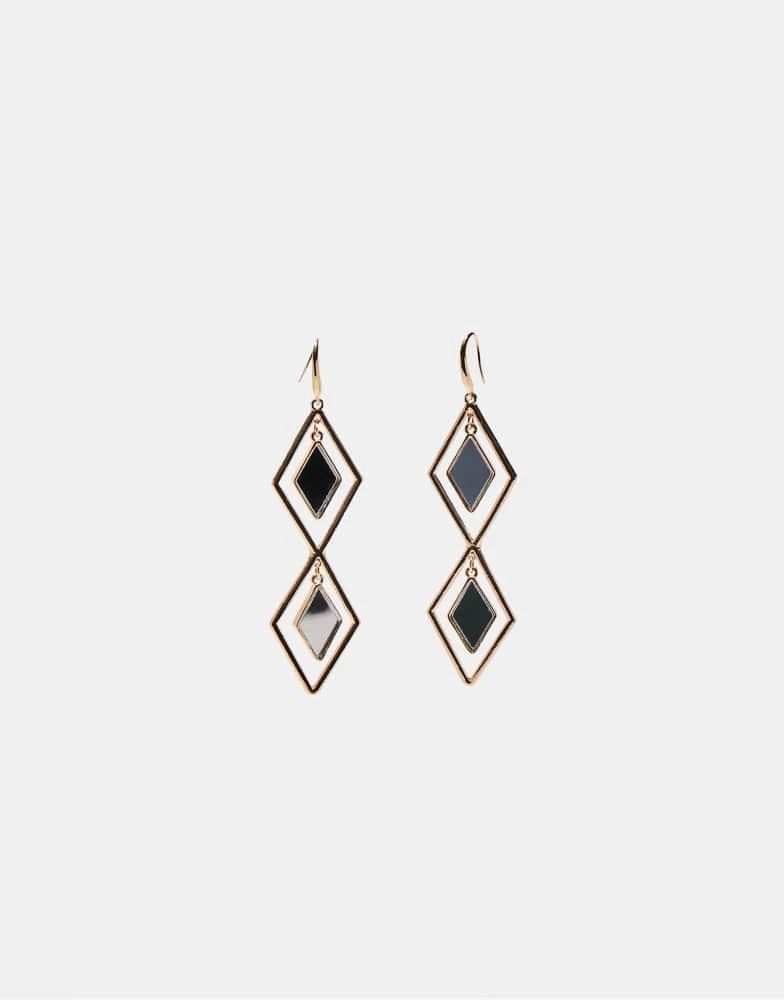 Stradivarius Stradivarius Mirror effect rhombus earrings in gold