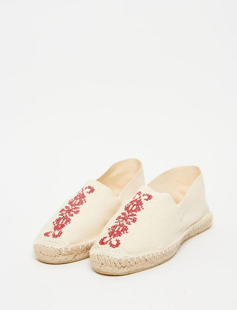 INES DE LA FRESSANGE Auriane ecru embroidered espadrilles