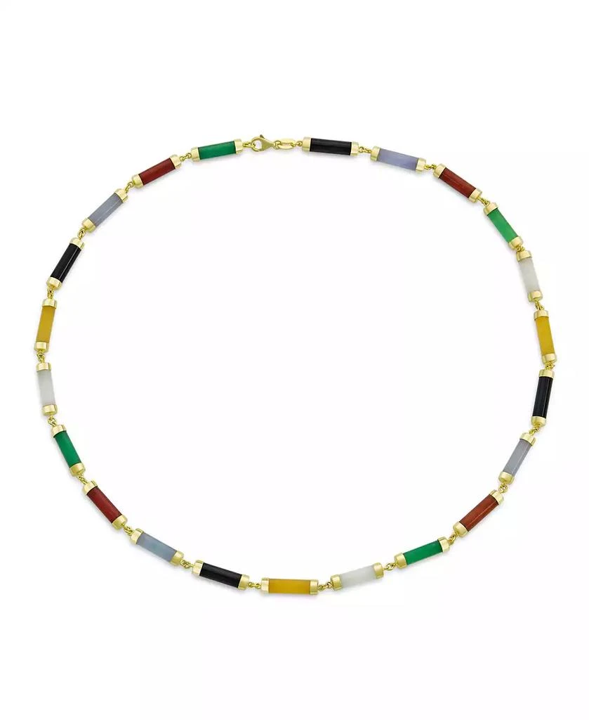 Bling Jewelry Asian Style Multi-Color Jade 
Onyx Pendant Necklace 14K Gold Plated 16-18 Inch