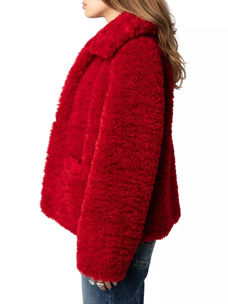 ZADIG & VOLTAIRE Fred Soft Curly Faux Fur Coat 5