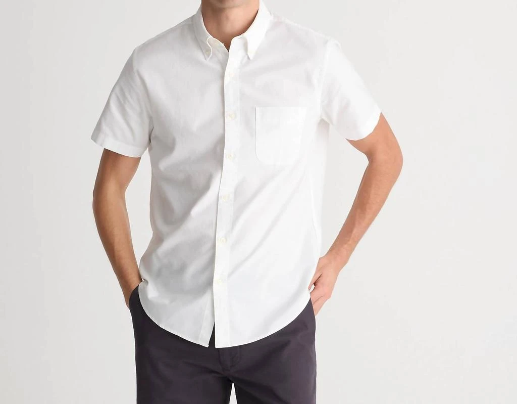 J. Crew Short-Sleeve Broken-In Organic Cotton Oxford Shirt In White 1