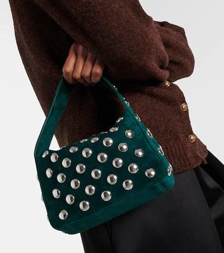 Khaite Elena Small studded suede shoulder bag 6