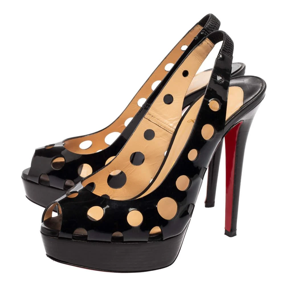 Christian Louboutin Christian Louboutin Black Patent Leather Ginza Slingback Pumps Size 37 4