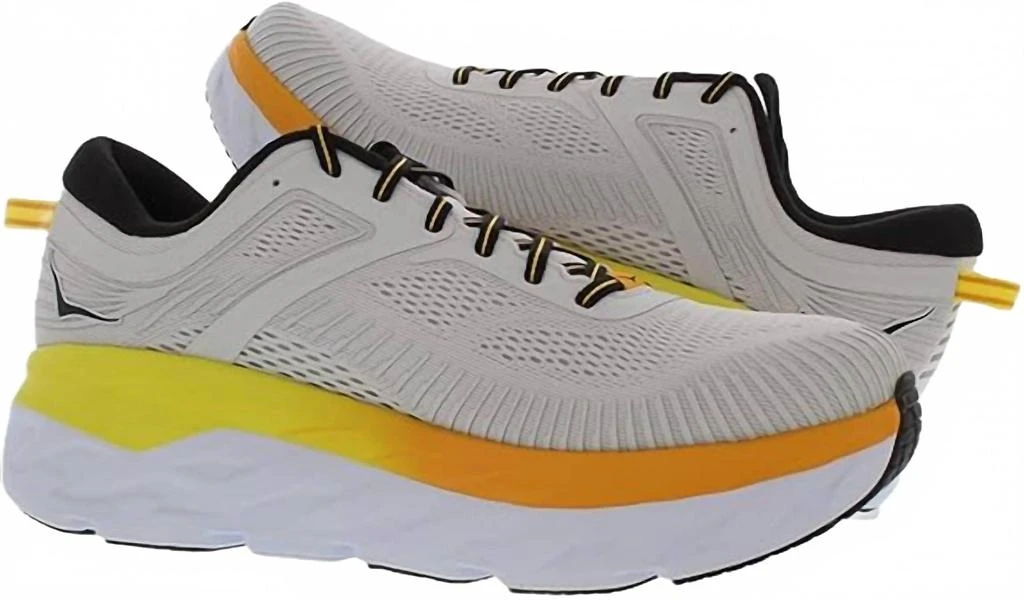 Hoka One One Men
s Bondi 7 Gymnastics Shoes In Nimbus Cloud/radiant Yellow 4