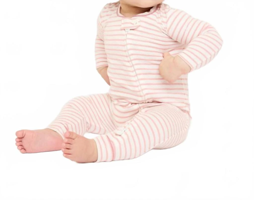 Oso 
Me Kid
s Ziggy Zip Mini Stripe Romper In Dusty Rose 2