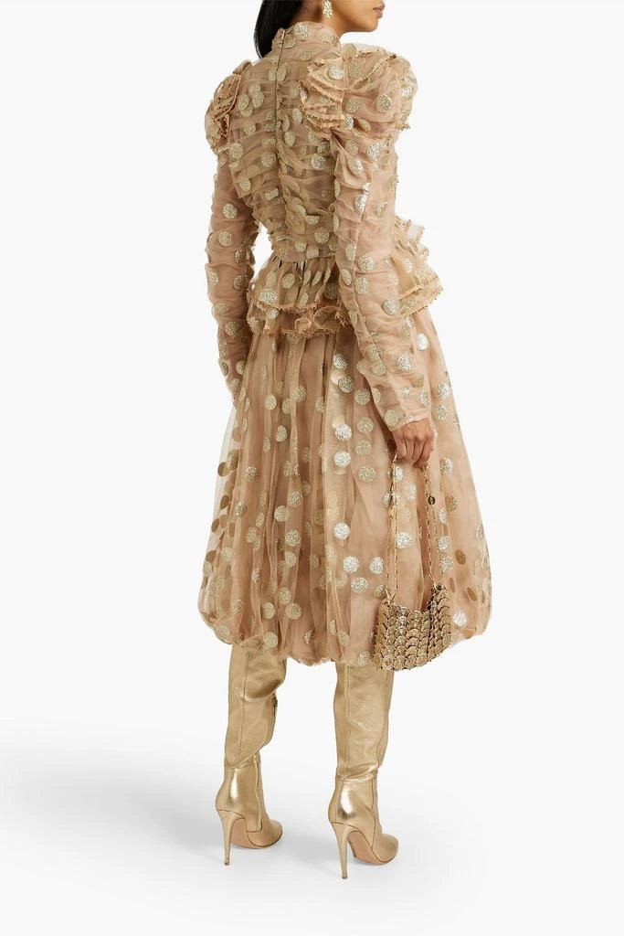 Zimmermann Ruffled glittered polka-dot tulle blouse 3