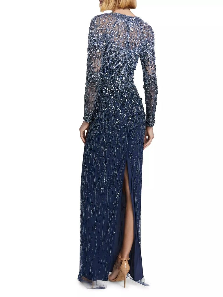 Pamella Roland Embellished Tulle V-Neck Column Gown 5