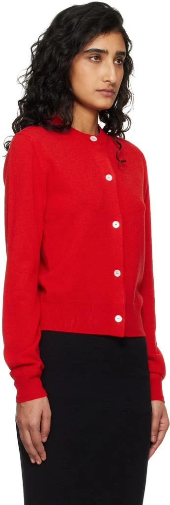 Jil Sander Red Lightweight Wool Crew Neck Cardigan 2