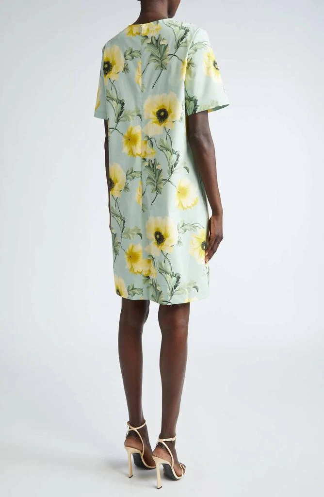Oscar de la Renta Oscar De La Renta - Short Sleeve Jewel Neck Poppies Cotton Poplin Shift Dress 4