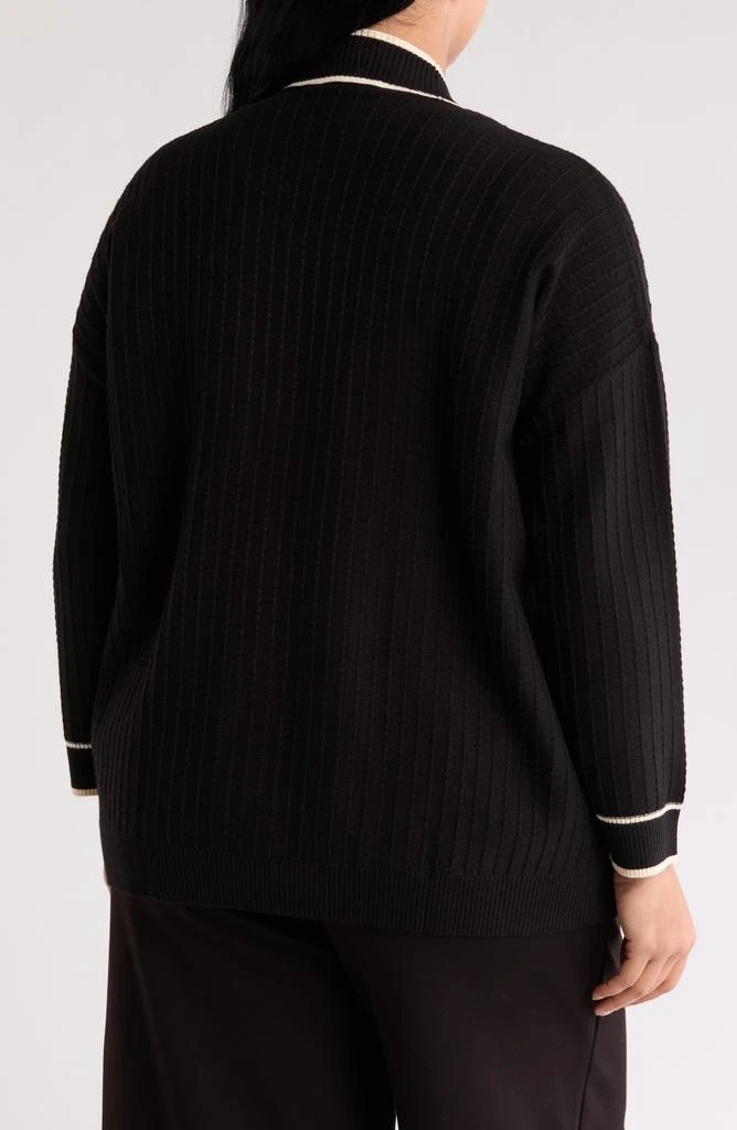 Adrianna Papell Tipped Waffle Stitch Cardigan 2