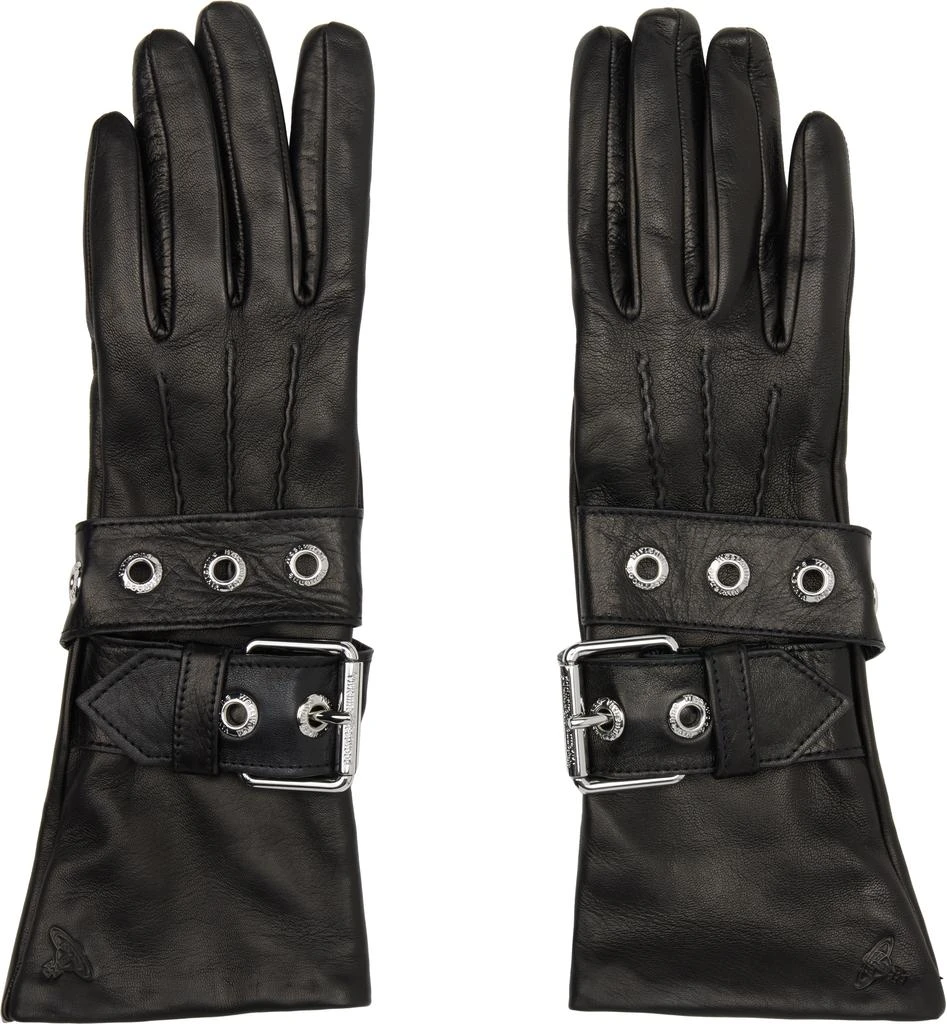 Vivienne Westwood Black Belt Buckle Gloves 1