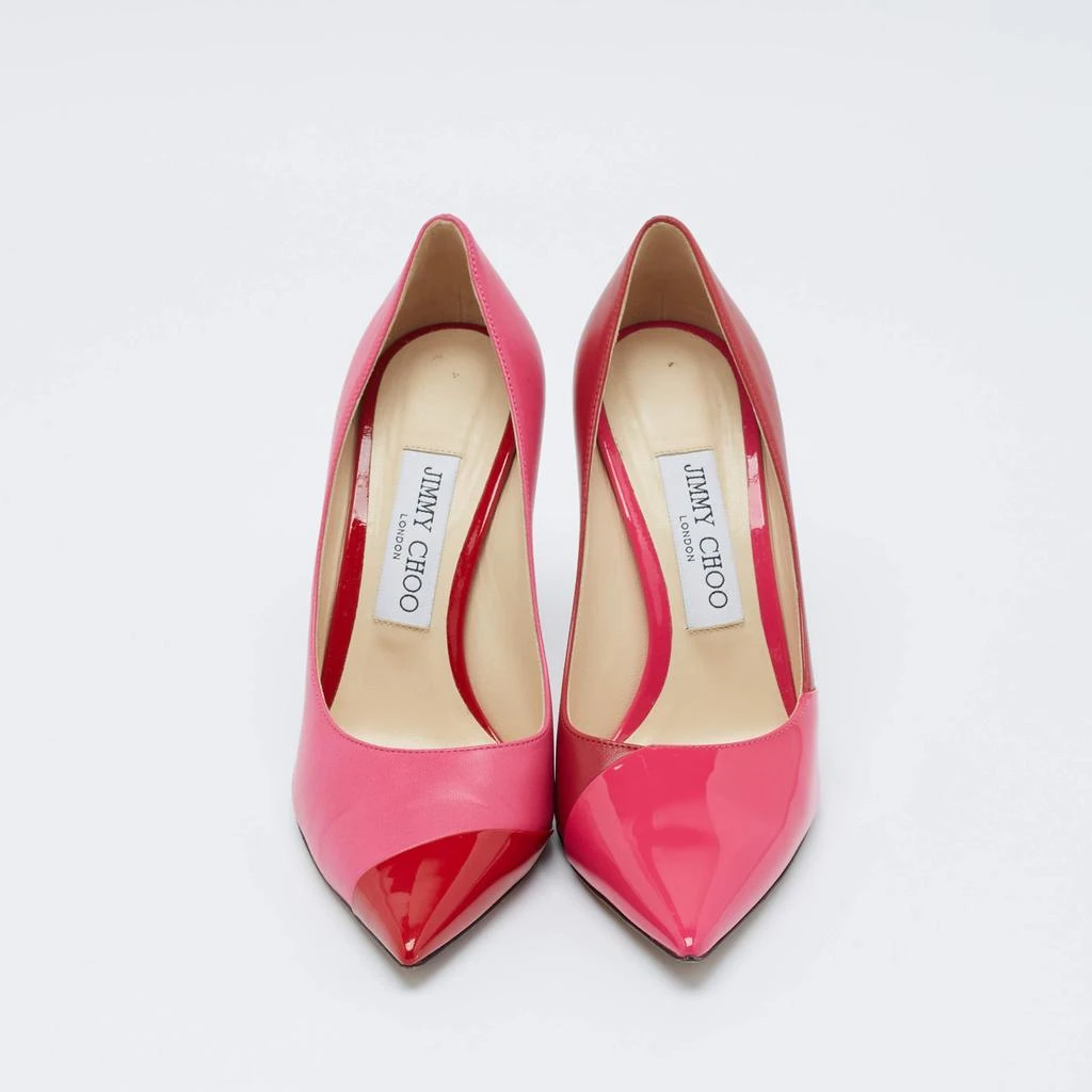 Jimmy Choo Jimmy Choo Pink/Red Patent and Leather Asymmetric Love Pumps Size 37 3