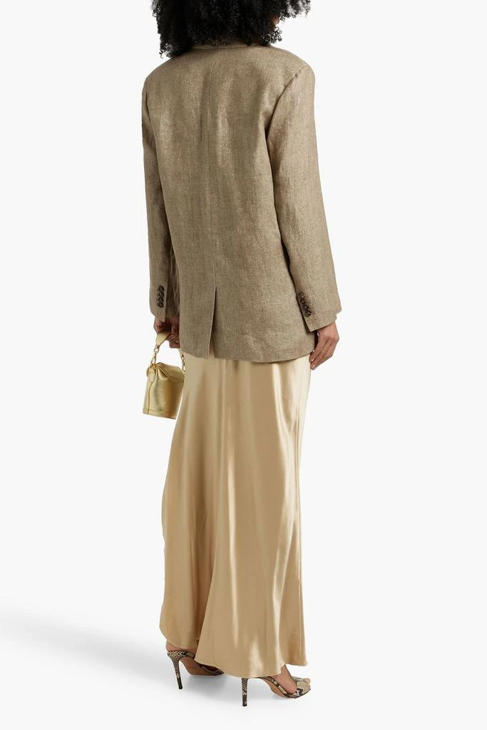 Brunello Cucinelli Bead-embellished metallic linen-blend twill blazer 3