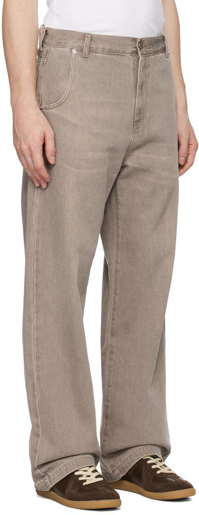 mfpen Brown Straight Cut Rivet Jeans