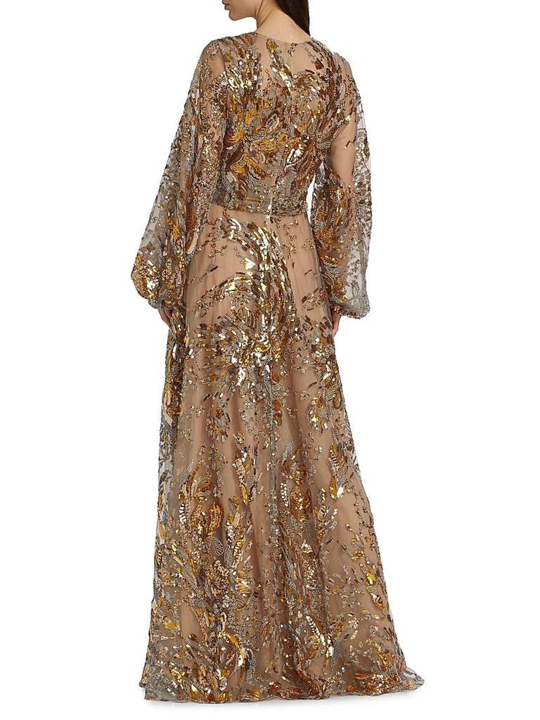 REEM ACRA Sequin-Embellished V-Neck Gown 5