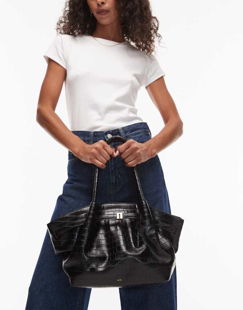 JW PEI JW PEI Hana medium tote bag in black croc - Tote Bags