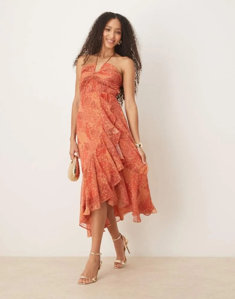 orange midaxi dress Orange Broderie Cut Out Waist Midaxi Dress | Maya Deluxe