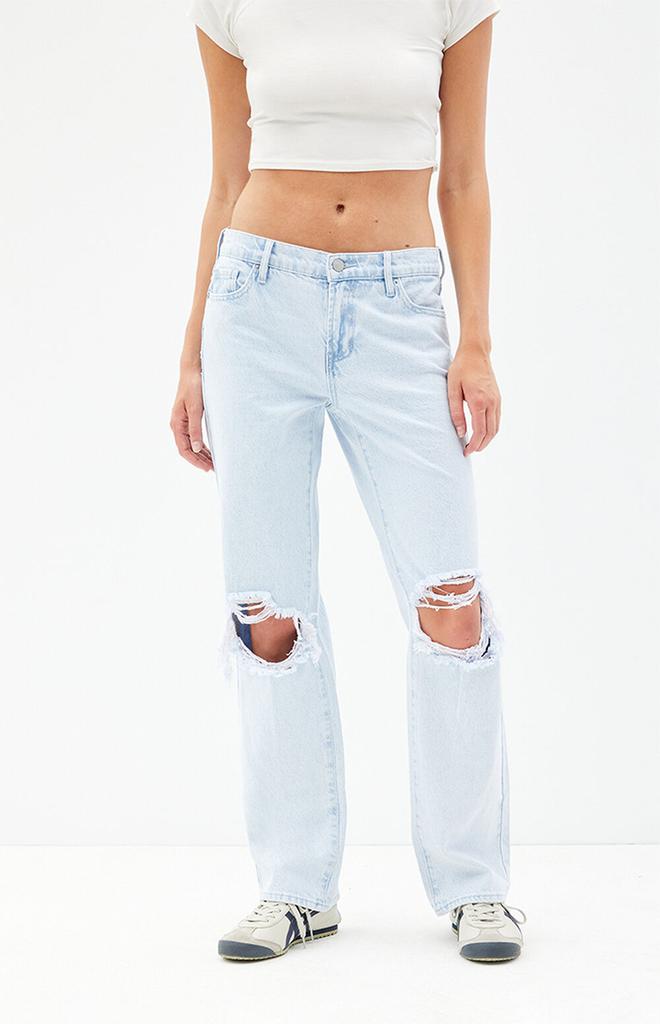 PacSun Jordyn Light Indigo Ripped Low Rise Straight Leg Jeans