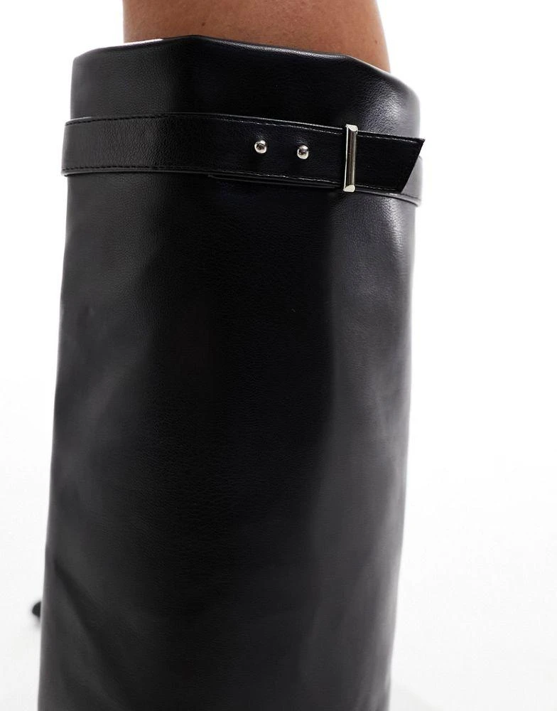 ASOS ASOS DESIGN Clearly high-heeled fold over knee boots in black 3