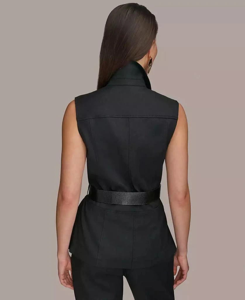 Donna Karan Women's Belted Linen-Blend Utility Vest 2