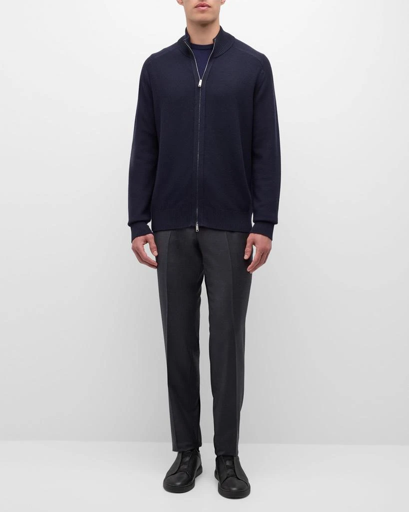 Zegna Men's Melange Oasi Cashmere and Silk Full-Zip Sweater 2