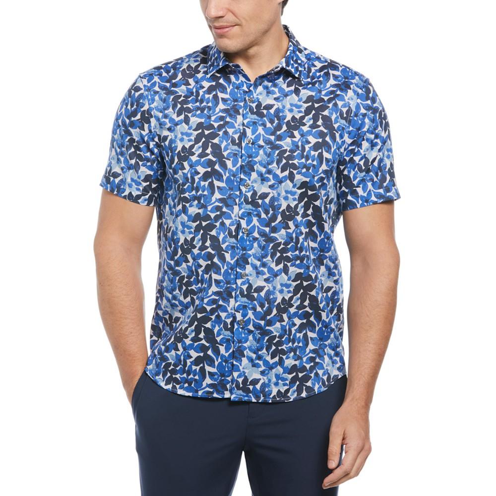 Perry Ellis Men's Floral Print Short-Sleeve Button-Front Cotton Shirt