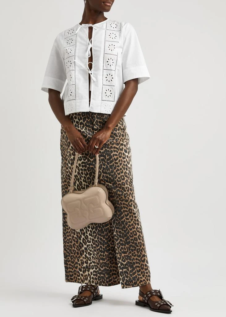 Ganni Broderie anglaise tie-front cotton top 4