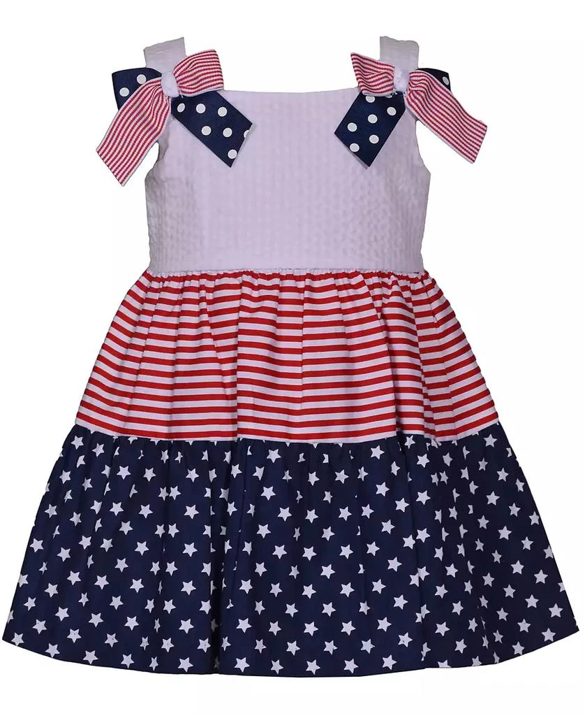 Bonnie Baby Baby Girls Americana Mixed Print Bow Shoulder Dress 1