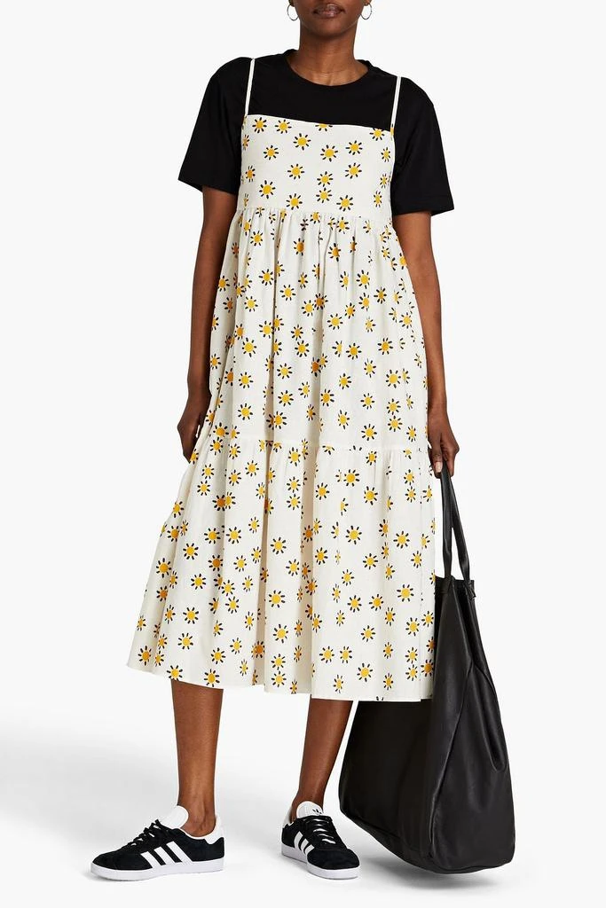 Chinti & Parker Gathered floral-print linen and cotton-blend midi dress 2