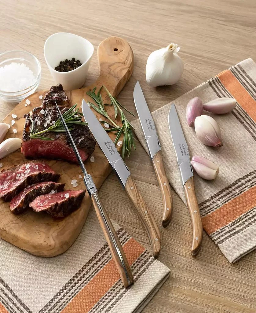 French Home Laguiole Set of 4 Connoisseur Steak Knives with Olive Wood Handles 6