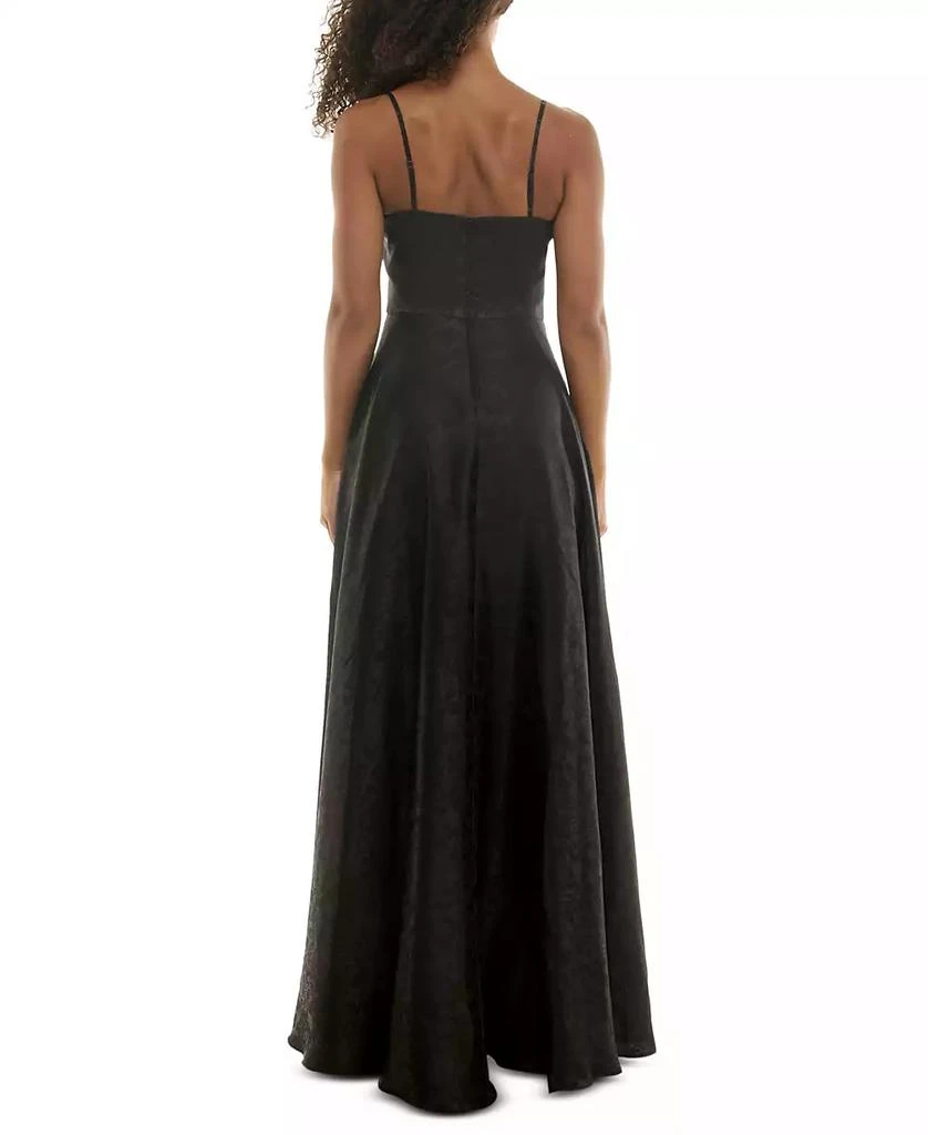 B Darlin Juniors' Spaghetti-Strap Jacquard Gown 2
