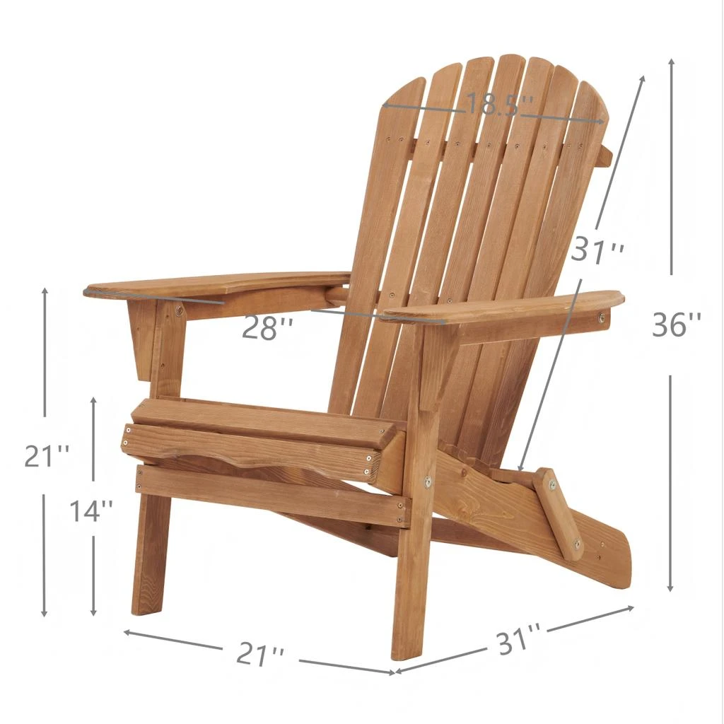 Streamdale Furniture Streamdale Outdoor Wooden Folding Adirondack Chair Set of 2, Wood Patio Chair for Garden Backyard 2