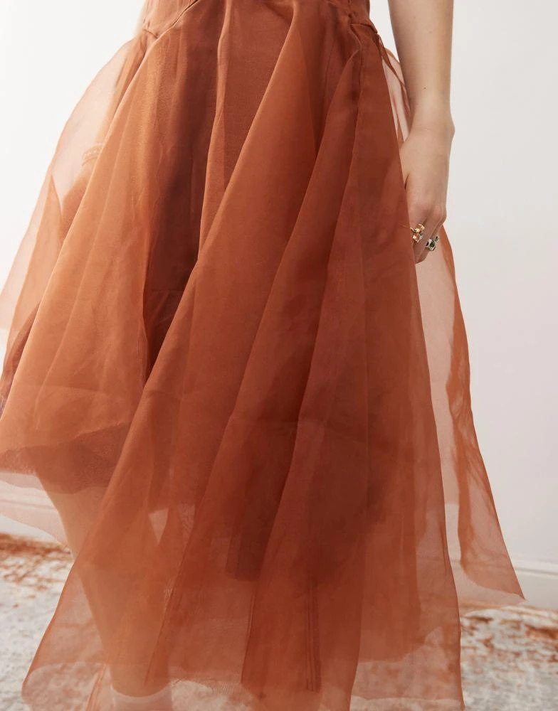 brown dresses plus size Brown Moroccan Organza Zar Dress main image 0
