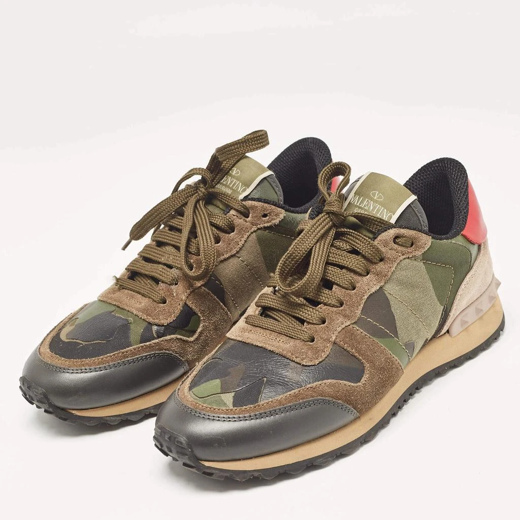 Valentino Valentino Multicolor Camouflage Print Canvas and Leather Rockrunner Sneakers Size 37 2