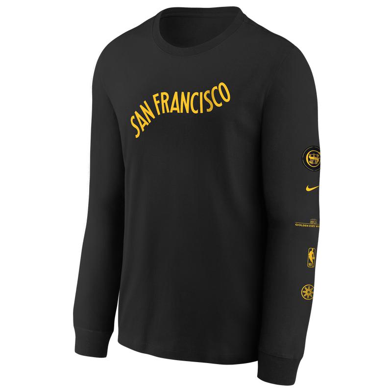 NBA Nike Warriors ES CE Max 90 Long Sleeve T-Shirt - Boys' Grade School