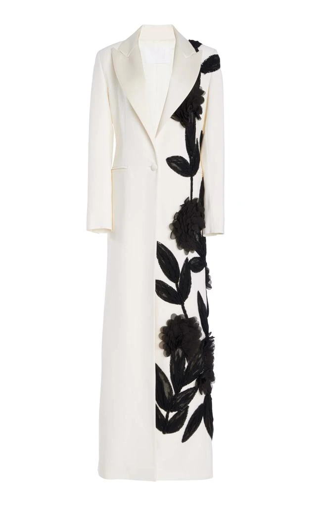 Costarellos Costarellos - Marthanna Floral-Appliquéd Wool Coat - White - FR 34 - Moda Operandi 1