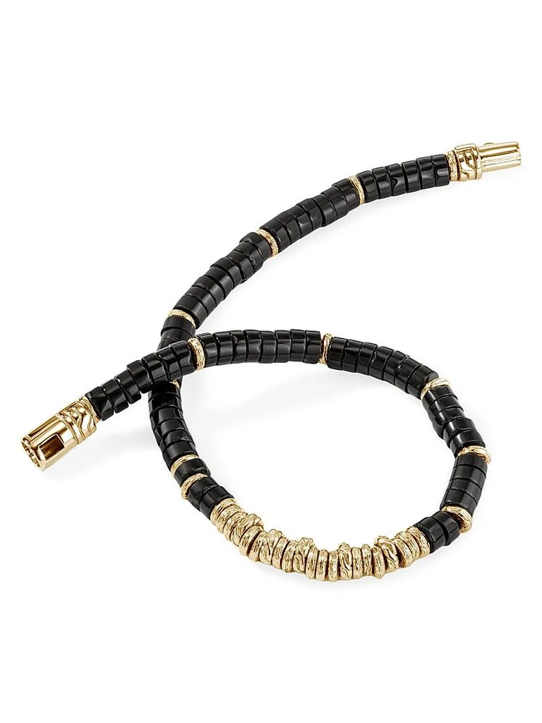 John Hardy Thailand 14K Gold & Black Onyx Heishi Beaded Bracelet 4