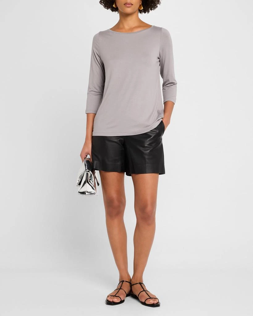 MAJESTIC FILATURES Soft Touch 3/4-Sleeve Pleat Back Crewneck Tee 2