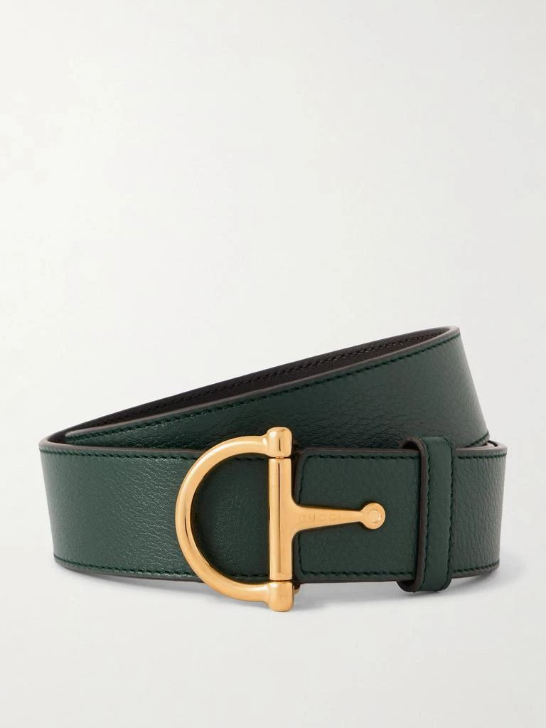 Gucci Horsebit-detailed Textured-leather Belt