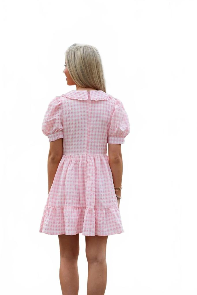 TCEC Gabriella Gingham Dress In Baby Pink - Baby Pink - Large