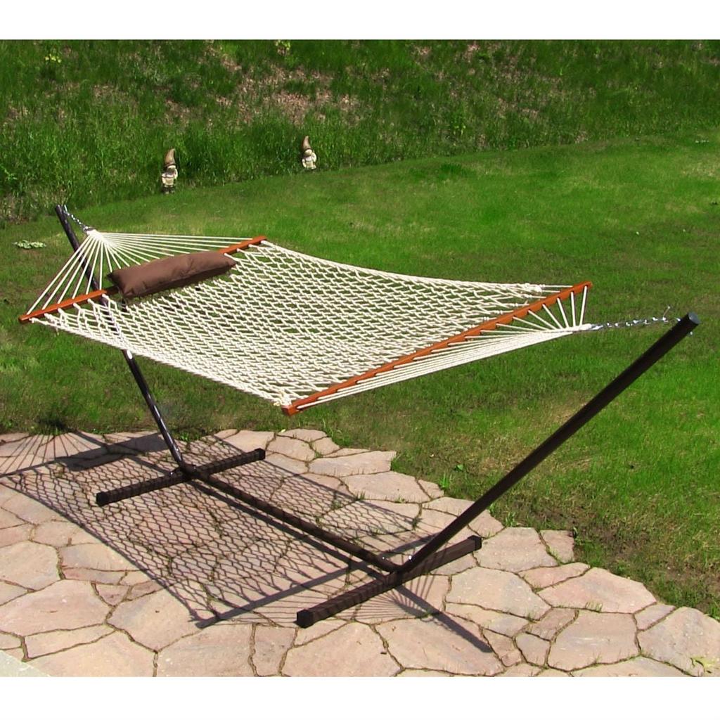 Hivvago Rope Hammock Set with Stand Pad and Pillow 55 x 144-inch - Desert Stripe
