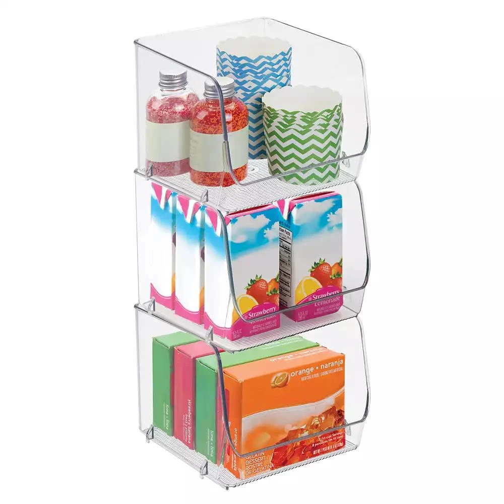 iDesign Set of 3 Stackable Open-Front Storage Bin